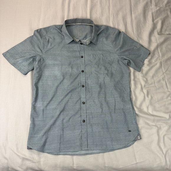 Killtec Shirt Men’s XL Blue Print Button Up Short Sleeve Outdoor - Picture 1 of 10